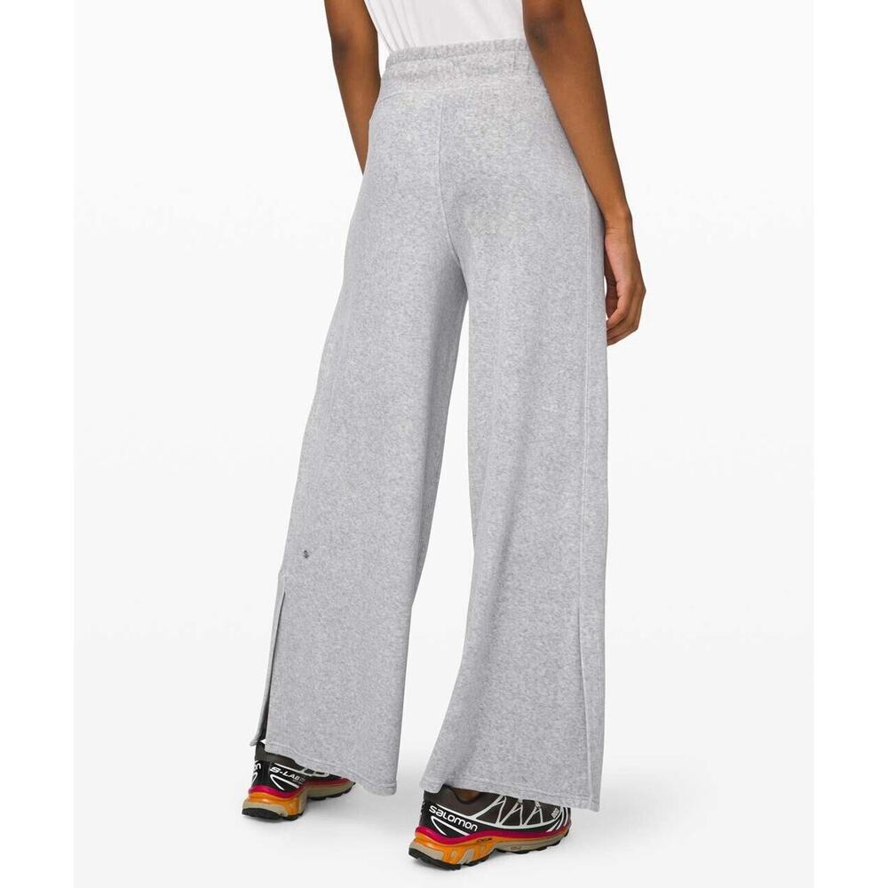 Lululemon Morning Restore Velour Pants Heathered Core Grey Wide Leg 6